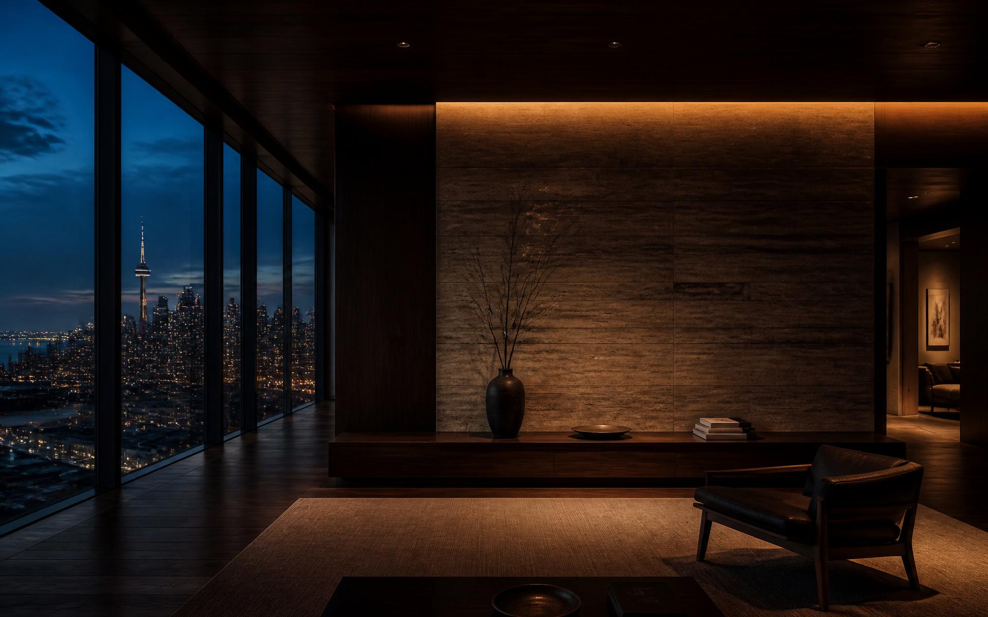 Luxury Toronto penthouse residence at blue hour